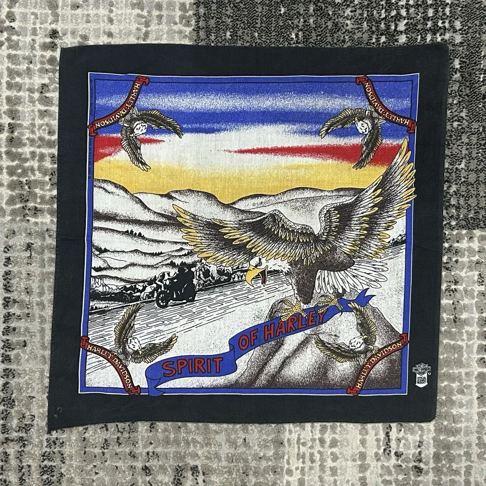 Vintage‎ Harley Davidson Bandana Spirit of Harley USA Made Handkerchief Headband